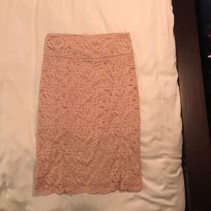 Blush pink lace skirt